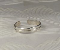 Toe Ring, Sterling Silver double wire, Hammered Ring, Body Jewelry