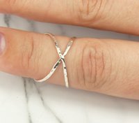 Midi Ring, X  Ring,Criss Cross,  Sterling Silver Ring, Index Finger Ring