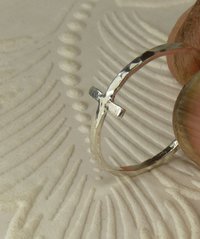 Sideways Cross Ring, Purity Ring, Sterling silver ring