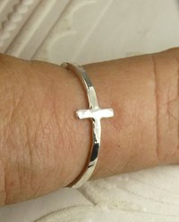 Sideways Cross Ring, Purity Ring, Sterling silver ring