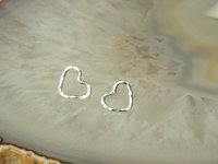Sterling Silver stud Earrings, Heart Earrings,  Silver Earrings