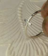Cross Ring, Sterling silver,  Hammered Square Wire ring, Minimal ring