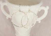 Sterling Silver Circle Earrings, Hammered Earrings,Dangle Earrings