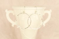 Sterling Silver Circle Earrings, Hammered Earrings,Dangle Earrings