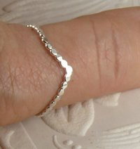 Thumb Ring, Beaded Chevron ring, Sterling Silver ring,  Midi Ring