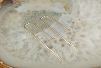 Rectangle Earrings, Gold Fill earrings,  Hammered Dangle Earrings, Geometric Hoops