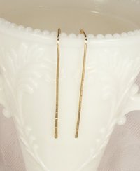 Rectangle Earrings, Gold Fill earrings,  Hammered Dangle Earrings, Geometric Hoops