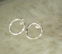 Circle Stud Earrings,Sterling Silver Studs, Small Earrings,  Boho Earrings