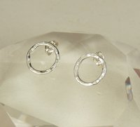 Circle Stud Earrings,Sterling Silver Studs, Small Earrings,  Boho Earrings