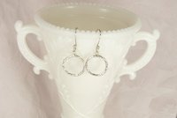 Sterling Silver Circle Earrings, Hammered Earrings,Dangle Earrings