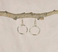 Sterling Silver Circle Earrings, Hammered Earrings,Dangle Earrings