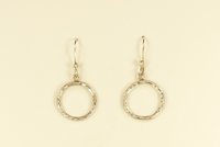 Sterling Silver Circle Earrings, Hammered Earrings,Dangle Earrings