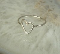 Sterling Silver Ring,Heart Ring,Hammered, Boho ring