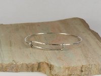 Childs Sterling Silver Adjustable Bangle -Hammered Charm bangle - christening gift