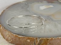 Childs Sterling Silver Adjustable Bangle -Hammered Charm bangle - christening gift