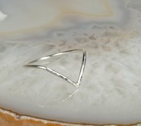 Chevron Ring, Hammered Ring, 16 gauge sterling silver