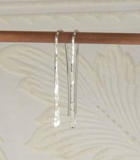 Hammered Dangles,Sterling silver Stick Earrings, Handmade  20 Gauge Wire