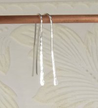 Hammered Dangles,Sterling silver Stick Earrings, Handmade  20 Gauge Wire