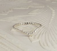 Thumb Ring, Beaded Chevron ring, Sterling Silver ring,  Midi Ring