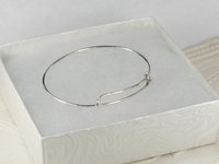 Childs Sterling Silver Adjustable Bangle -Hammered Charm bangle - christening gift