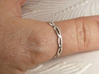 Thumb ring,Weave Ring, Sterling silver, Midi ring, Hammered Band Ring
