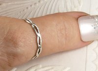 Thumb ring,Weave Ring, Sterling silver, Midi ring, Hammered Band Ring