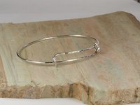 Childs Sterling Silver Adjustable Bangle -Hammered Charm bangle - christening gift