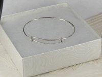 Childs Sterling Silver Adjustable Bangle -Hammered Charm bangle - christening gift