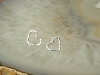 Sterling Silver stud Earrings, Heart Earrings,  Silver Earrings