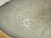 Sterling Silver stud Earrings, Heart Earrings,  Silver Earrings