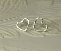 Sterling Silver stud Earrings, Heart Earrings,  Silver Earrings