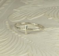Cross Ring, Sterling silver,  Hammered Square Wire ring, Minimal ring