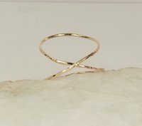 Criss Cross ring, Midi Ring, Gold Ring, X ring