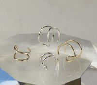Double Wire  Ear Cuff, 20 Gauge, Gold Filled or sterling silver Earring,  Boho earring, double cuff earring,