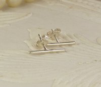 Bar Stud Earrings,  Sterling Silver Line Earrings,  Boho Earrings-20 gauge wire