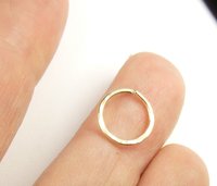Gold Septum Ring- 18 Gauge Nose Ring-Goldfilled or Sterling silver Ring, Hammered 10 mm 9mm 8mm