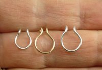 Septum Ring, Fake Septum, Sterling Silver-Gold nose ring-Faux Nose Ring