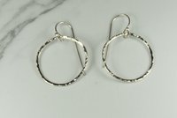 Sterling Silver Hoop, Circle Earrings, Hammered Earrings,Dangle Earrings
