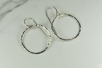 Sterling Silver Hoop, Circle Earrings, Hammered Earrings,Dangle Earrings