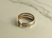 Chunky Silver, Adjustable Thumb  Ring, Sterling Silver, Round and Pattern Wire Ring,  Boho