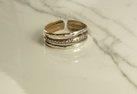 Chunky Silver, Adjustable Thumb  Ring, Sterling Silver, Round and Pattern Wire Ring,  Boho