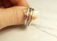 Chunky Silver, Adjustable Thumb  Ring, Sterling Silver, Round and Pattern Wire Ring,  Boho