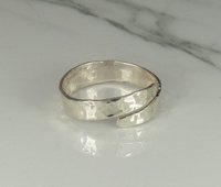 Open Crossover Ring, Sterling Silver ring,  Adjustable, Hammered ring