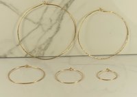 Thin gold hoop earrings, Hammered or Smooth hoops,  14kt gold filled earrings