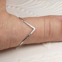 Chevron Ring, Hammered Ring, 16 gauge sterling silver