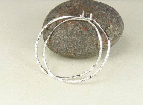 Hoop Earrings, Circle Earrings,Sterling Silver, Medium or Large Hammered Hoops