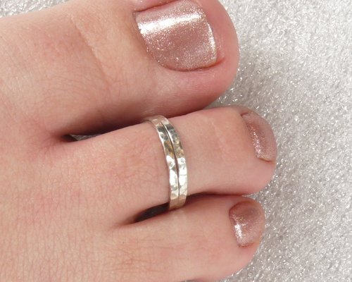 Toe Ring, Sterling Silver double wire, Hammered Ring, Body Jewelry