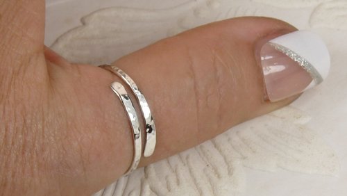 Thumb Ring, Bypass ring, Sterling Silver ring,  Adjustable  Ring, Midi ring
