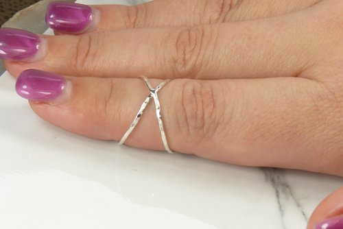 Midi Ring, X  Ring,Criss Cross,  Sterling Silver Ring, Index Finger Ring