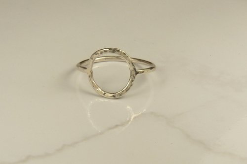 Circle ring, Hammered Ring,Open Circle Sterling Silver Ring, Handmade Ring